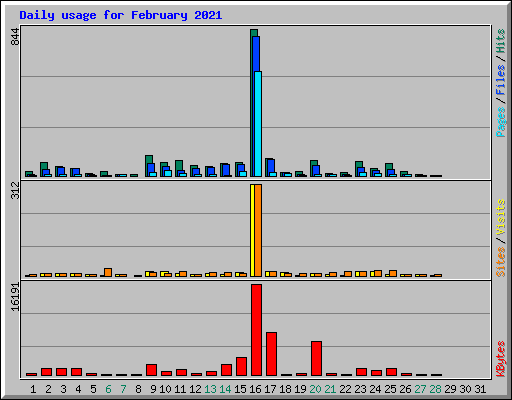 Daily usage for February 2021