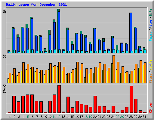 Daily usage for December 2021